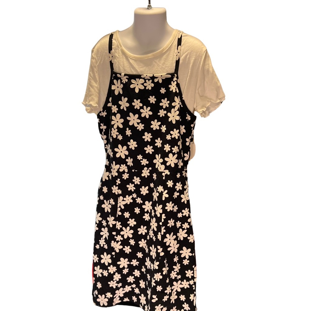 Art Class Girl's Short Sleeve T-shirt Dress Black Floral